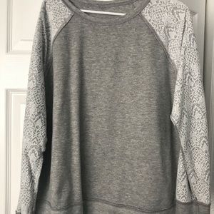 White and grey lace sweater